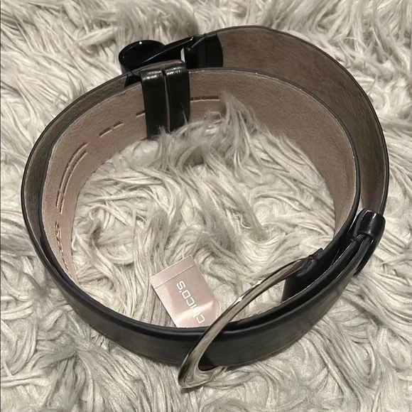 Chico's Elegant Black Belt with Shiny Silver Buckle - Picture 8 of 9